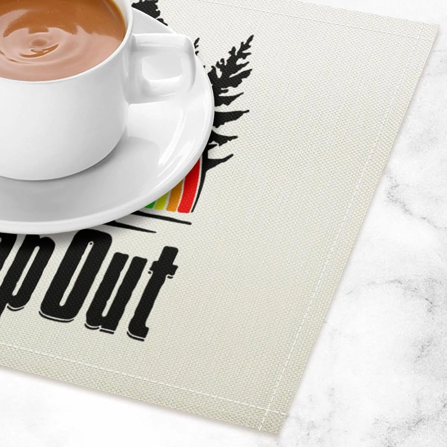Rainbow Travel Camp Out Linen Placemats Washable Non-Slip Heat Resistant Place Mats for Kitchen Dining Table Decoration