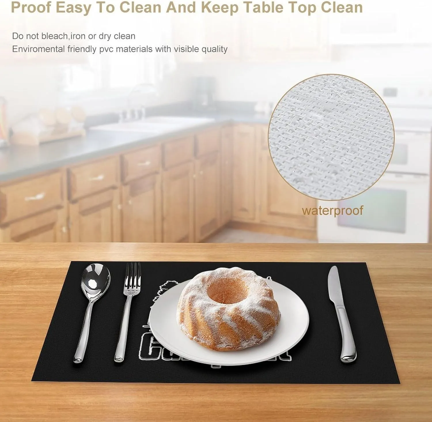 Rainbow Travel Camp Out PVC Placemats Washable Non-Slip Heat Resistant Place Mats for Kitchen Dining Table Decoration 2 PCS