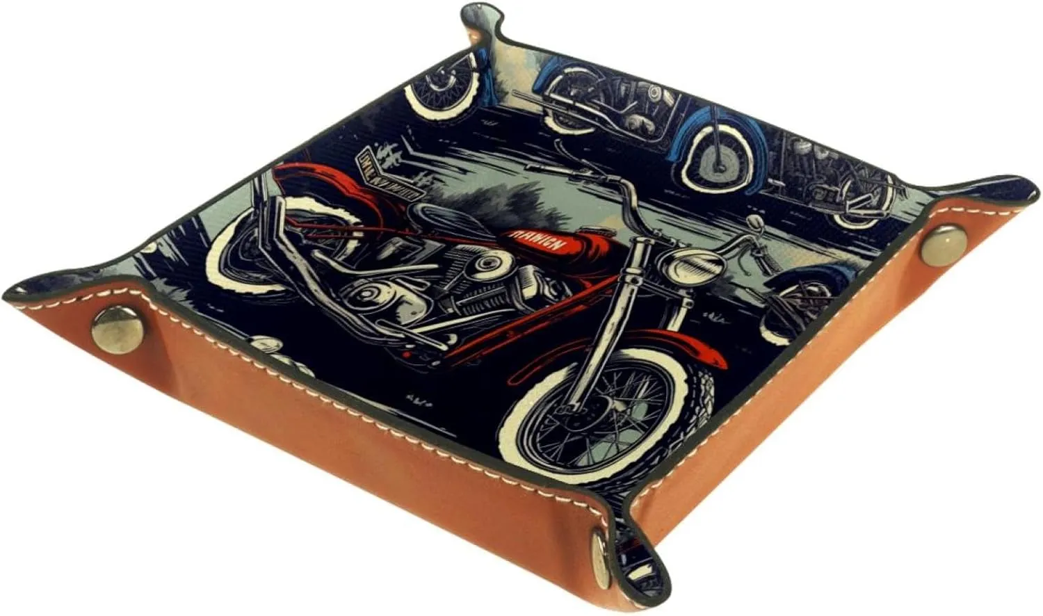 Red Blue Motorcycle Jewelry Drawer Organizer Tray, Small Stacking Tray for Women and Girls, Earring, Bracelet, and Ring Storage, Key Tray for Entryway Table, Decorative and Functional