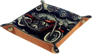 Red Blue Motorcycle Jewelry Drawer Organizer Tray, Small Stacking Tray for Women and Girls, Earring, Bracelet, and Ring Storage, Key Tray for Entryway Table, Decorative and Functional