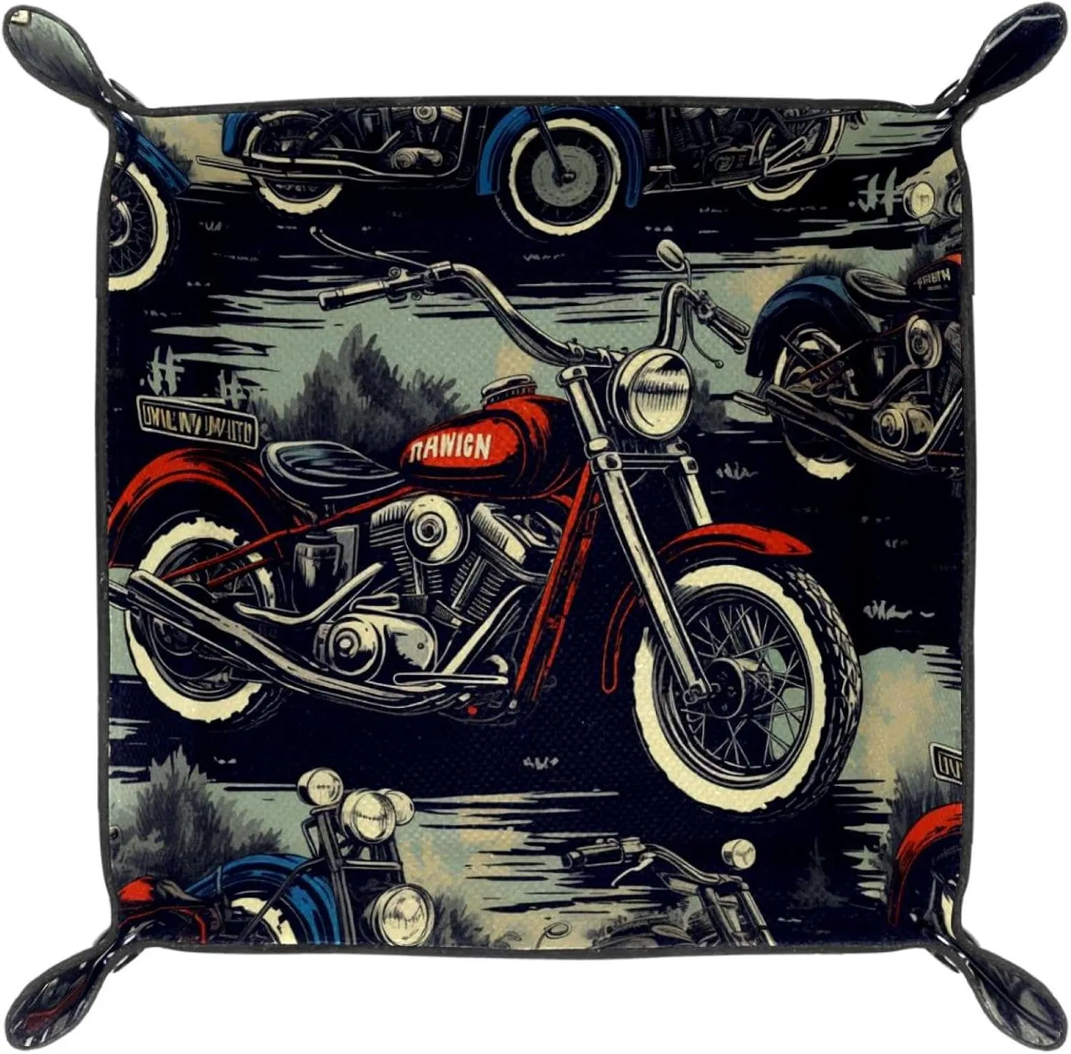 Red Blue Motorcycle Jewelry Drawer Organizer Tray, Small Stacking Tray for Women and Girls, Earring, Bracelet, and Ring Storage, Key Tray for Entryway Table, Decorative and Functional