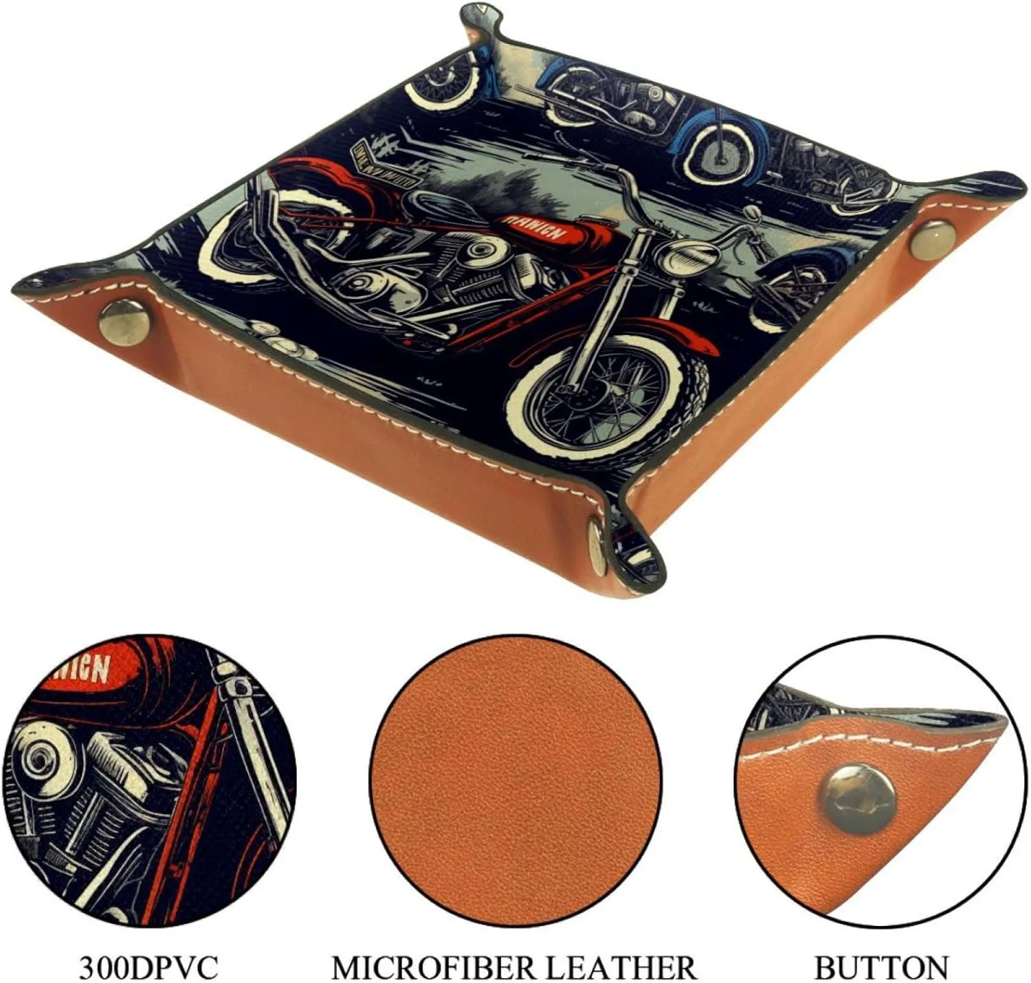Red Blue Motorcycle Jewelry Drawer Organizer Tray, Small Stacking Tray for Women and Girls, Earring, Bracelet, and Ring Storage, Key Tray for Entryway Table, Decorative and Functional