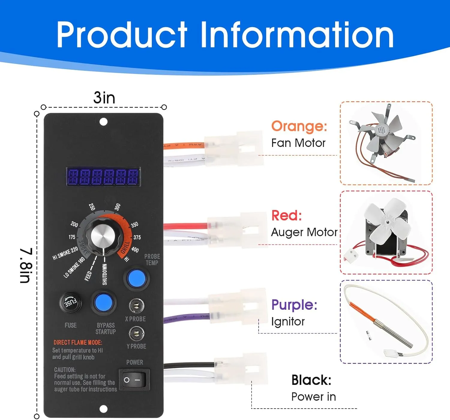 Replacement for Camp Chef Digital Thermostat Controller Kit, Compatible with Camp Chef Wood Pellet Grills Comes with RTD Temperature Sensor and Dual Meat Probes