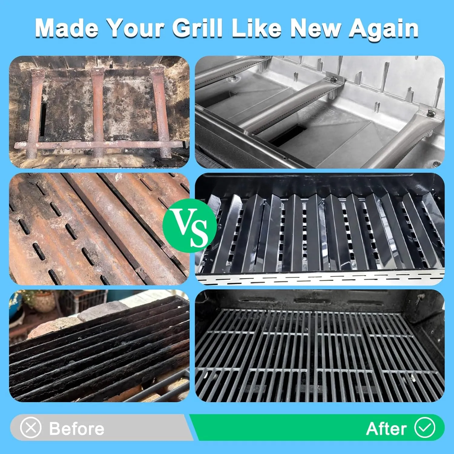 Replacement Parts for Broil King 9221-64, Baron 440, Baron 420, Baron 320 & 490, 9221-54, 9221-67, 9211-54, Replacement for Broil King Grill Grates 9221-64 & Broil King 9221-64 Heat Plates & Burners