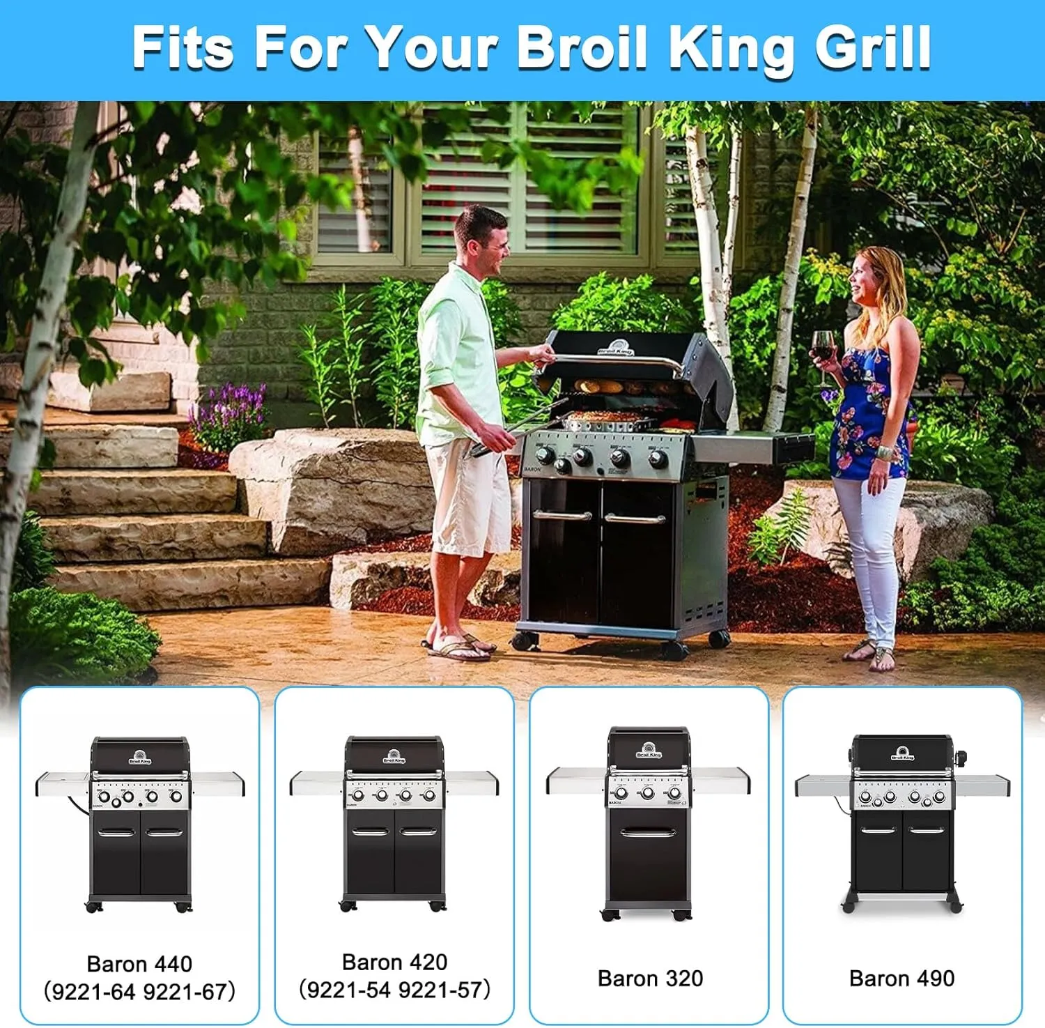 Replacement Parts for Broil King 9221-64, Baron 440, Baron 420, Baron 320 & 490, 9221-54, 9221-67, 9211-54, Replacement for Broil King Grill Grates 9221-64 & Broil King 9221-64 Heat Plates & Burners