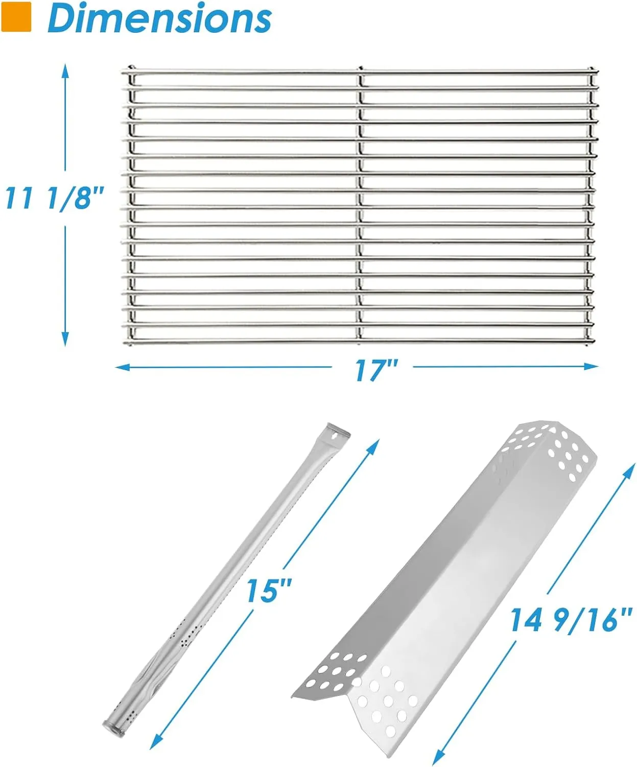 Replacement Parts for Nexgrill 720-0896B 720-0896E 720-0896X 720-0896C Deluxe 6-Burner Gas Grills, Cooking Grate, Grill Heat Shield Tent and Burner for Nexgrill Replacement Parts 6 Burner