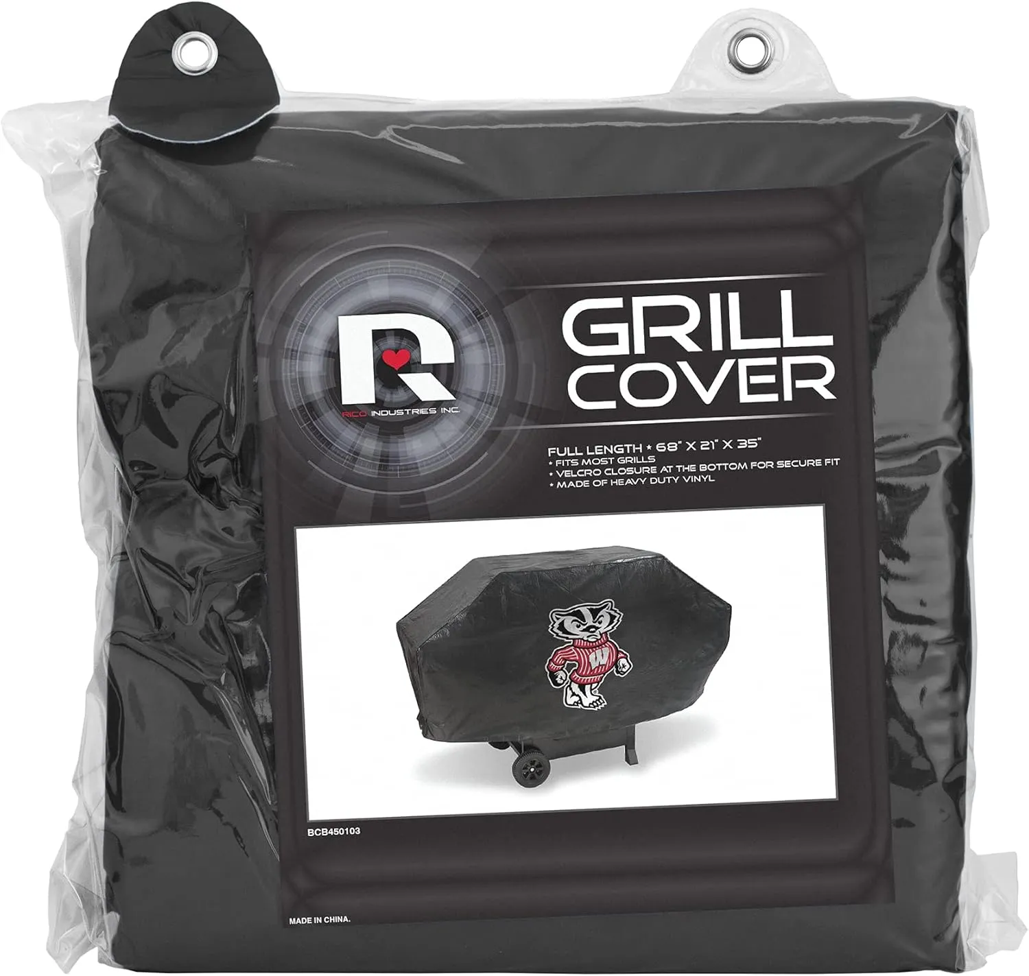 Rico Industries NCAA Deluxe Grill Cover Deluxe Vinyl Grill Cover - 68" Wide/Heavy Duty/Straps