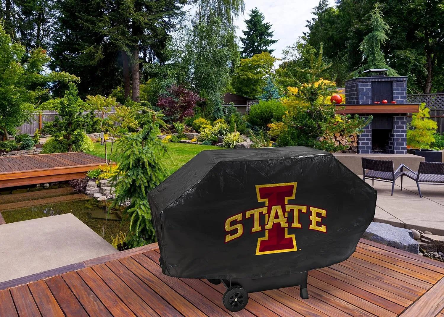 Rico Industries NCAA Deluxe Grill Cover Deluxe Vinyl Grill Cover - 68" Wide/Heavy Duty/Straps