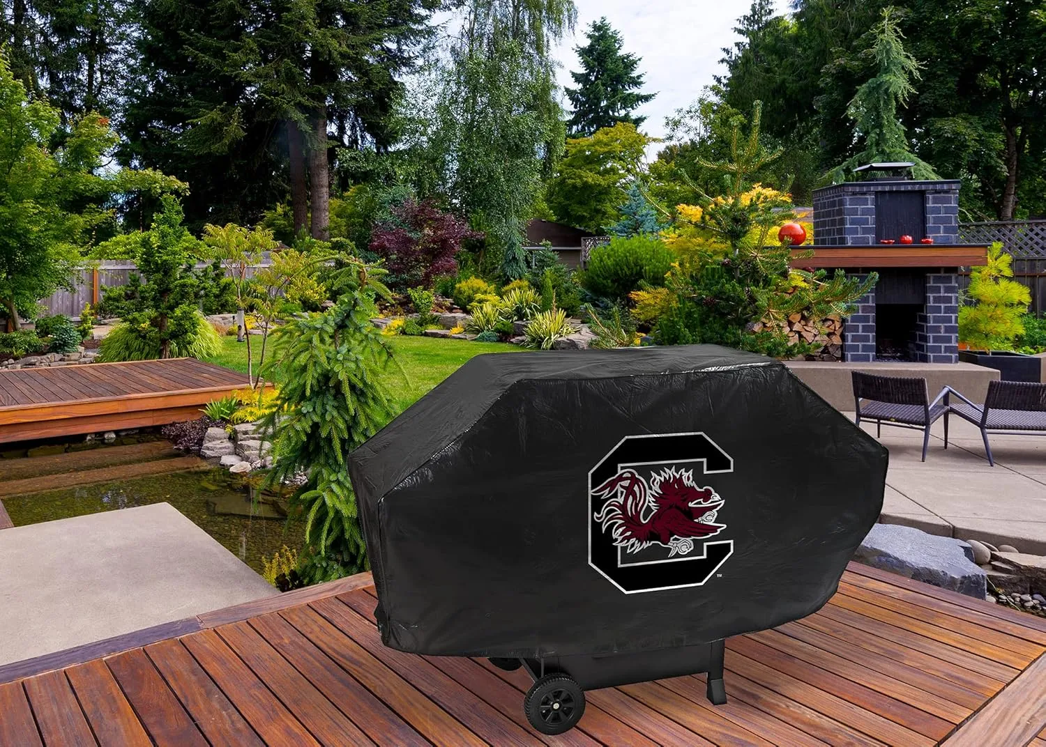 Rico Industries NCAA Deluxe Grill Cover Deluxe Vinyl Grill Cover - 68" Wide/Heavy Duty/Straps