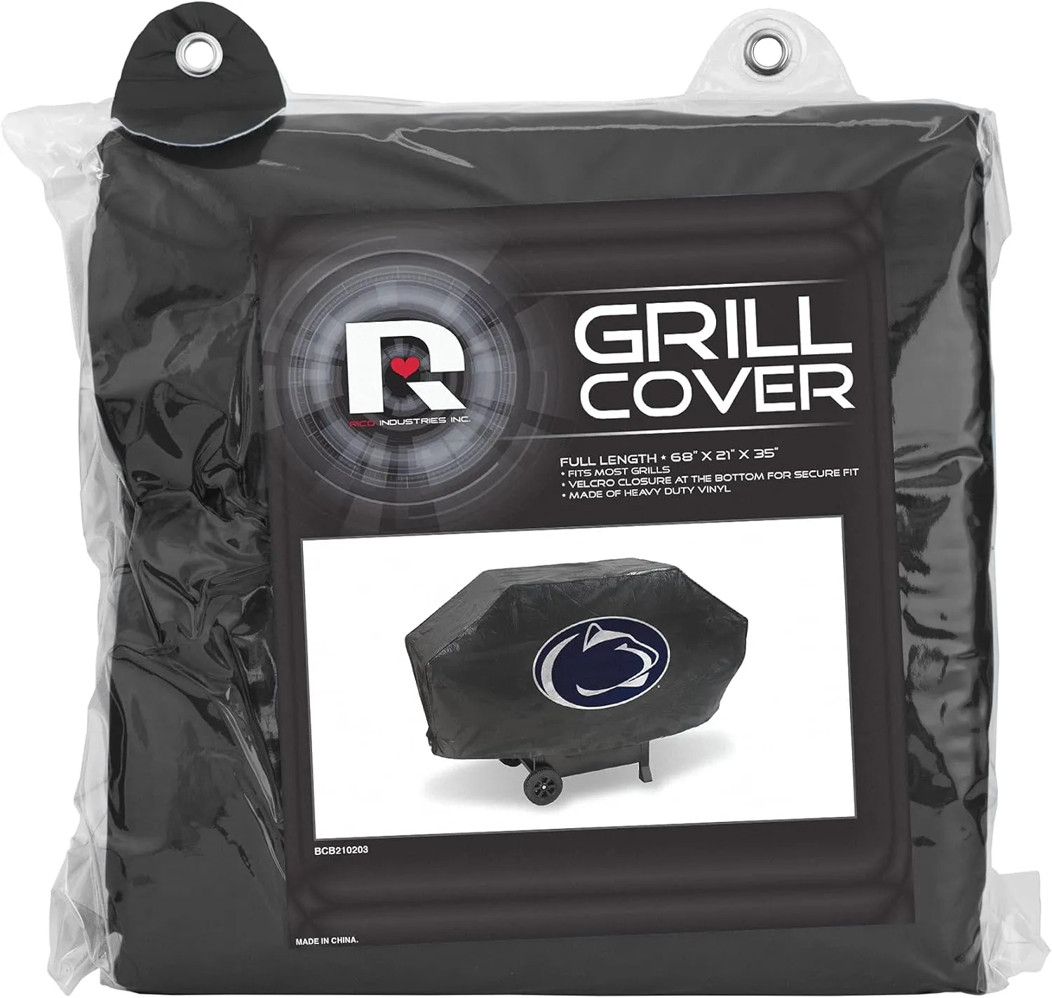 Rico Industries NCAA Deluxe Grill Cover Deluxe Vinyl Grill Cover - 68" Wide/Heavy Duty/Straps