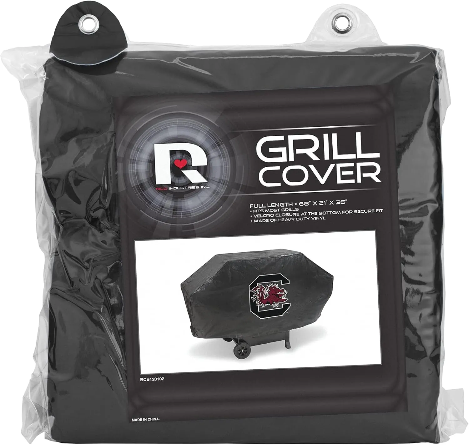 Rico Industries NCAA Deluxe Grill Cover Deluxe Vinyl Grill Cover - 68" Wide/Heavy Duty/Straps