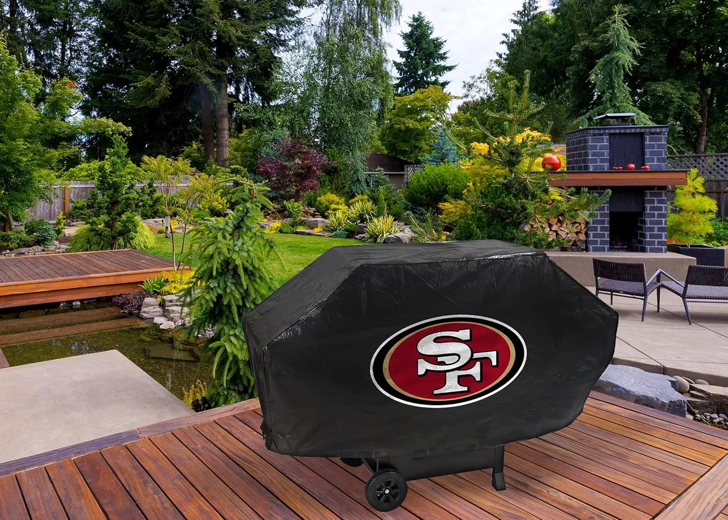 Rico Industries NFL Vinyl Padded Deluxe Grill Cover, 68 x 21 x 35-inches