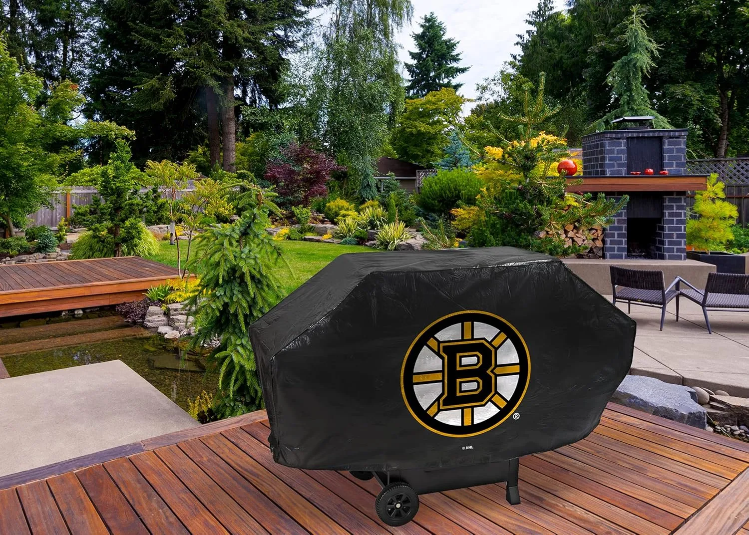 Rico Industries NHL Deluxe Grill Cover Deluxe Vinyl Grill Cover - 68" Wide/Heavy Duty/Velcro Staps