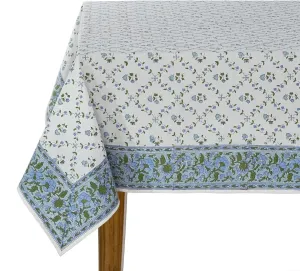 Ridhi Blue Block Print Tablecloths 100% Cotton 60 Inch x 90 Inch Decorative Washable Rectangle Tablecloth Table Cloth, Dining, Kitchen, Parties & Camping, Faience - Spring/Summer