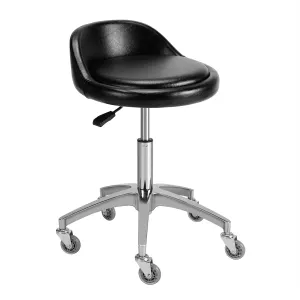Rolling Salon Stool Chair with Back Support - Height Adjustable Hydraulic Stool with Wheels - Heavy Duty Swivel Stools 400lb Capacity for Home Salon Facial Spa Massage Clinic and Work Bench (Black)
