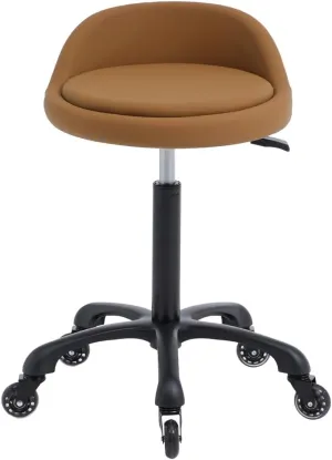 Rolling Salon Stool Chair with Back Support Hydaulic Height Adjustable on Swivel Wheels Heavy Duty for Hair Cutting Esthetician Tatto Beauty Spa Bar Lab Clinic Kitchen Office Home (Camel)