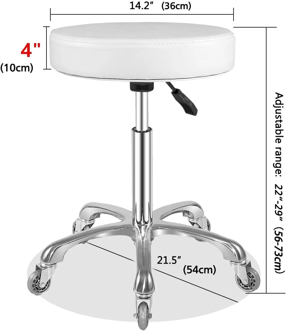 Rolling Stool with Wheels Adjustable Swivel Heavy Duty Hydraulic Stools Chair for Shop Guitar Lab Tattoo Workbench Medical (White)