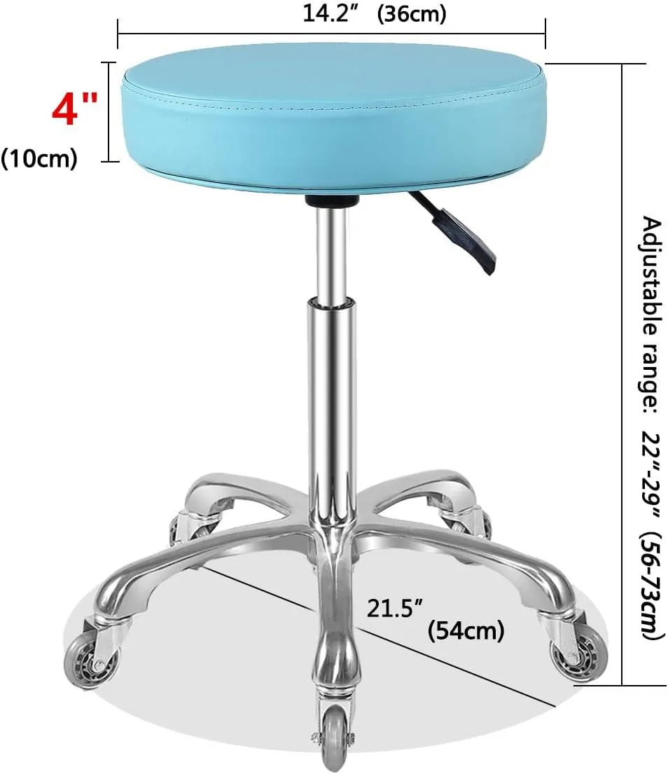 Rolling Stool with Wheels Heavy Duty Hydraulic for Shop Guitar Lab Tattoo Workbench Medical,Adjustable Swivel Stool Chair (Cyan)