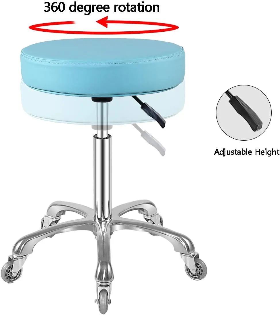 Rolling Stool with Wheels Heavy Duty Hydraulic for Shop Guitar Lab Tattoo Workbench Medical,Adjustable Swivel Stool Chair (Cyan)