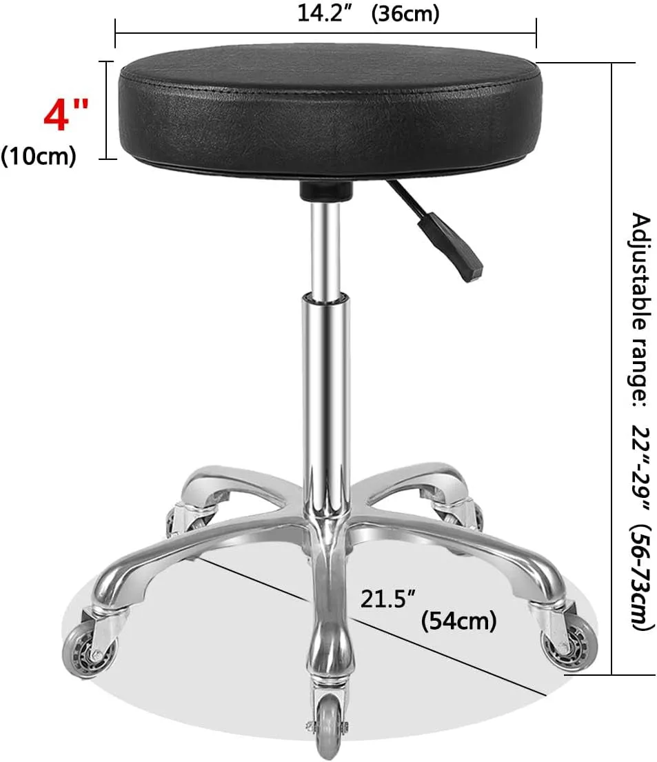 Rolling Stool with Wheels, Heavy Duty Hydraulic Stool for Shop Guitar Lab Tattoo Workbench Medical,Adjustable Massage Swivel Stool Chair (Black)