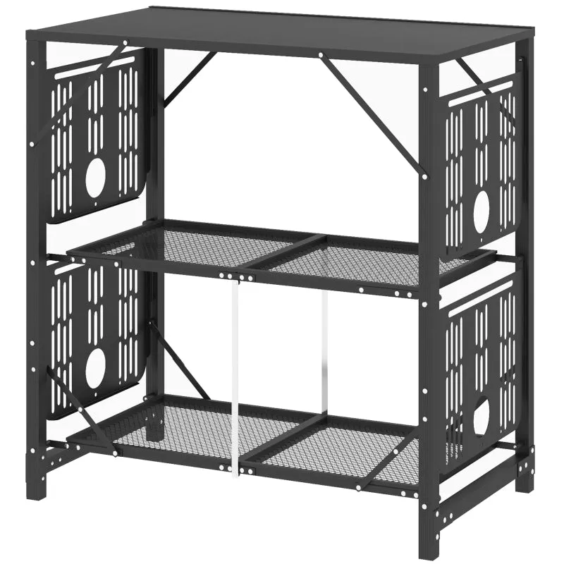 Rootz Camping Table - Picnic Table - Outdoor Kitchen Cabinet - Increased Storage - Compact and Portable - Durable Construction - 126cm x 44cm x 80cm - Black