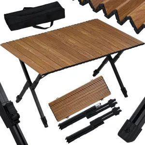 Rootz Folding Camping Table - Foldable Picnic Table - Portable Outdoor Table - Aluminum Alloy - Adjustable Height - 92cm x (49-58cm) x 60cm
