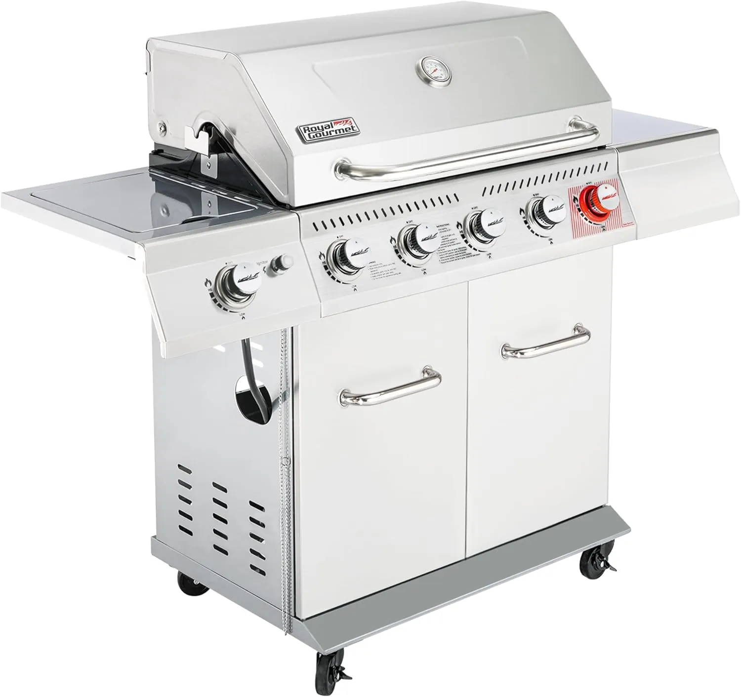 Royal Gourmet 5-Burner Propane Gas Grill with Side Burner, Stainless Steel Barbeque Grills, Silver, GA5404S