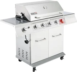 Royal Gourmet 5-Burner Propane Gas Grill with Side Burner, Stainless Steel Barbeque Grills, Silver, GA5404S