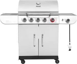 Royal Gourmet SG5002 5 Burner Propane Gas Grill with Side Burner & Sear Burner, Stainless Steel Gas Grill with 61,000 BTUs Output for Outdoor Patio Garden Backyard Cooking, Silver