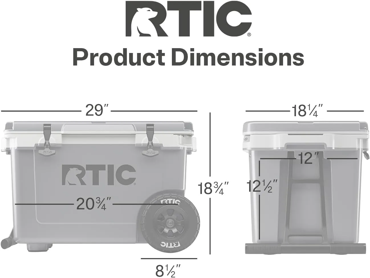 RTIC 52 Quart Ultra-Light Wheeled Hard Cooler Insulated Portable Ice Chest Box for Beach, Drink, Beverage, Camping, Picnic, Fishing, Boat, Barbecue, 30% Lighter Than Rotomolded Coolers