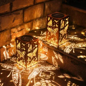 Rynx | 2 Pack Sunlight Outdoor Hanging Lantern Light Water Resistant Led Lamp Butterfly Hollow Lantern Decoration, For Garden, Patio, Yard, Table, Party Delicate Christmas Decoration Gifts For Women Mother