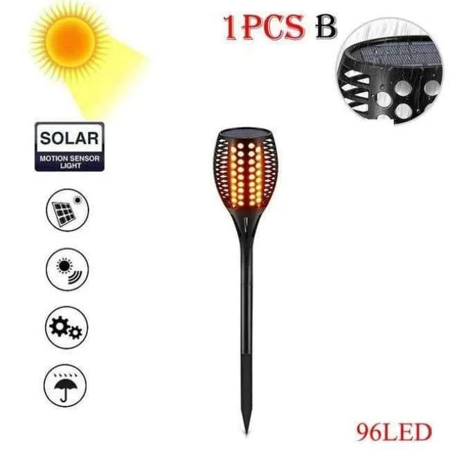 Rynx | Garden Decoration Solar-Powered LED Flame Lamp 72/96 LEDs Grass Flame Flickering Torch Light Outdoor Solar LED Fire Light Accessories