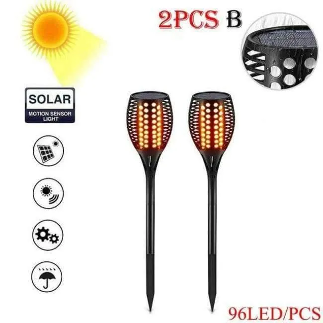 Rynx | Garden Decoration Solar-Powered LED Flame Lamp 72/96 LEDs Grass Flame Flickering Torch Light Outdoor Solar LED Fire Light Accessories