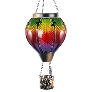 Rynx | Gibmidser Helium Balloon Solar Lantern With Candle Holder Glass Solar Helium Balloon Lantern With Flame Solar Hanging Helium Balloons Decor For Trees Patio Garden Yard Veranda Decor, Multi-Color