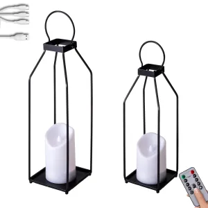 Rynx | Solar Light Outdoor Waterproof Barn House Black Metal Outdoor Lantern Flashing Light With Timer, Lanterns Decorative Outdoor For Front Porch, Patio, Christmas, Autumn Decor - All Fortune