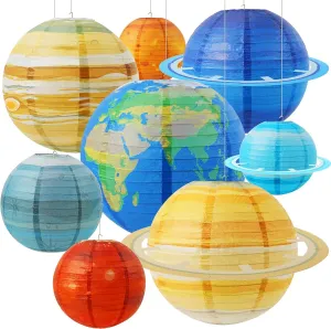Rynx | Space Planet Paper Lanterns 12 In Solar System Hanging Decor Out Of This World Outer Space Party Decorations For Kids Astronaut Theme Party Supplies Galaxy Earth Home Birthday Decorations 8Pcs