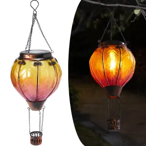 Rynx | Warm Air Balloon Solar Light With Flaming Flame Hanging Solar Light Outdoor Water Resistant Lantern For Garden Patio Garden Party Decoration