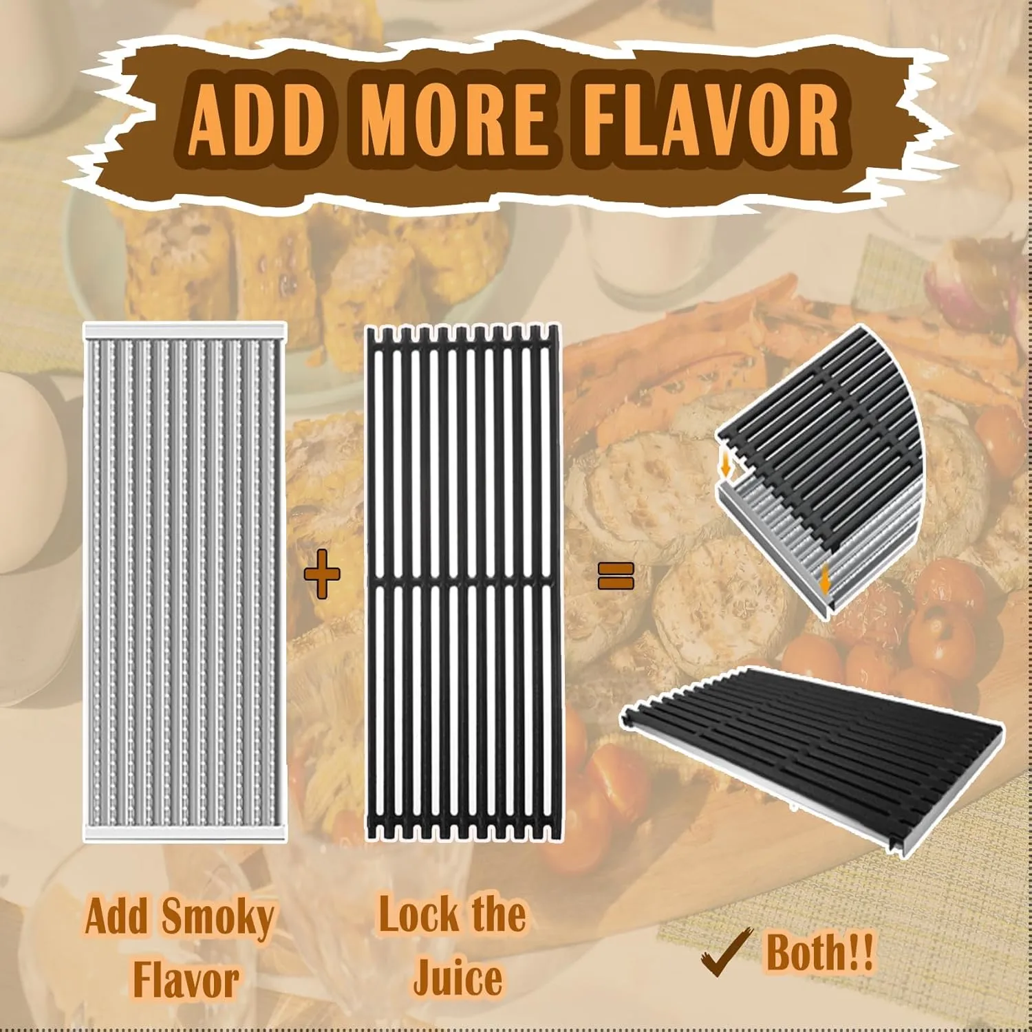 SafBbcue 17 in Cooking Grates Replacement Parts for Charbroil Tru Infrared Grill 463242715, 463242716, 463276016, 466242715, 466242815, Lowes 606682, 639322 Gas Grill, Cast Iron Cooking Grids, 3 Pack