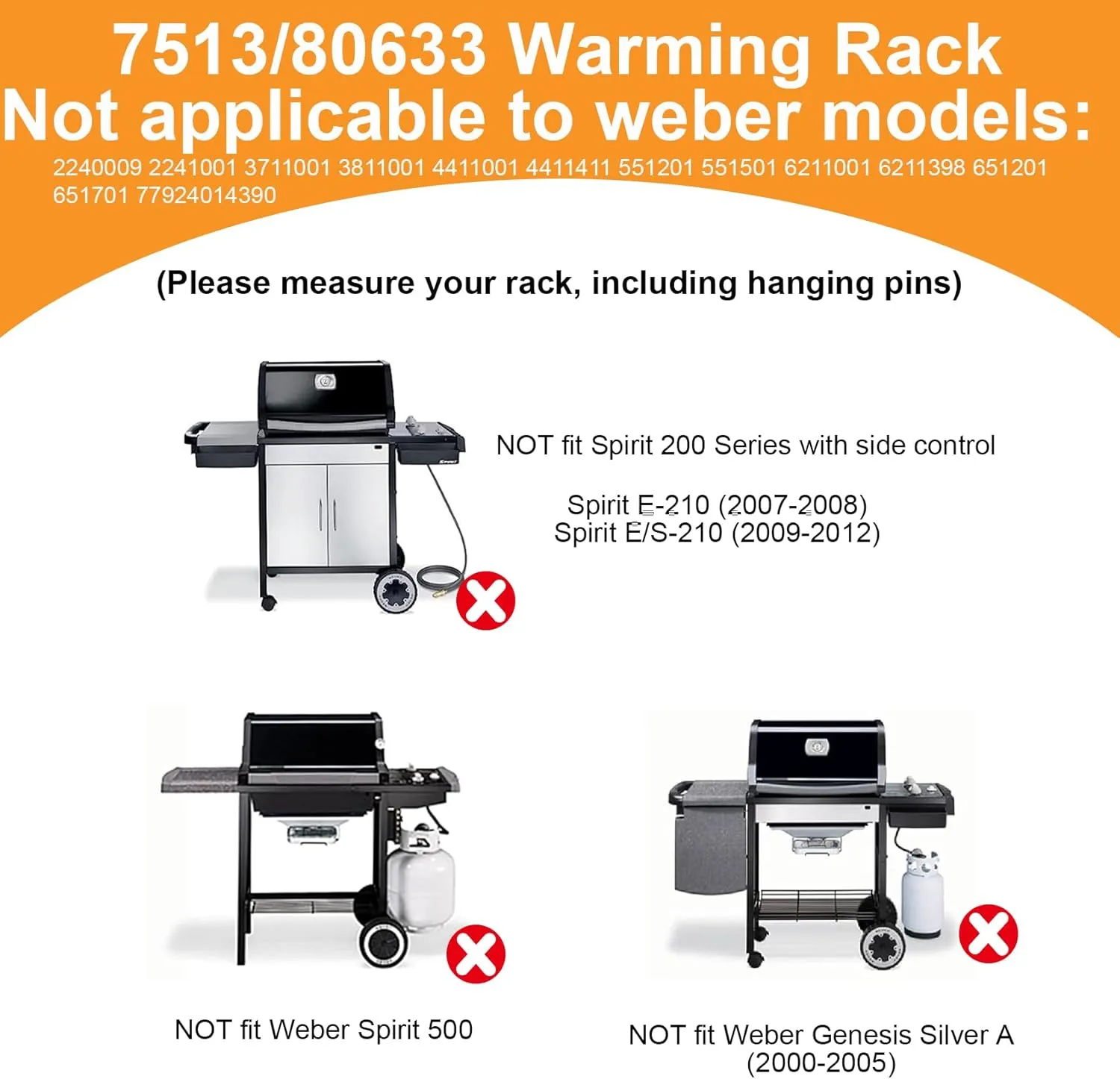 SafBbcue 7513/80633 Warming Rack for Weber Genesis 1000 to 5500 Spirit 700 Genesis Silver B & C Gold B and C Genesis Platinum I & II Grills #88719 Parts for Weber 900 Gas Grill, 24.9"x 4.7"x 4"