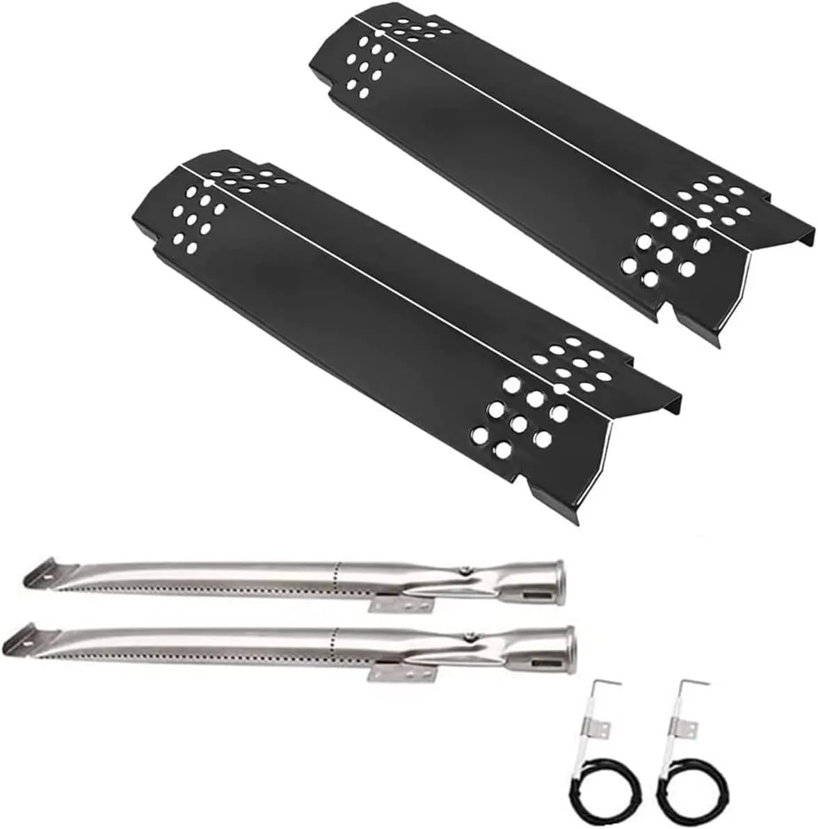 SafBbcue Heat Plates Flame Tamers for Nexgrill 720-0864 720-0864M Grills, for Home Depot Nexgrill 2 Burner Grill Heat Plate Grill Bunrners (Porcelain Steel)