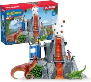 schleich Dinosaurs - Volcano Expedition Base Camp, Dinosaur Playset Including LED Erupting Volcano, Researcher Figurines and 2 x Dinosaur Toys for Boys and Girls Ages 5 