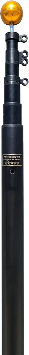 Service First Black 20FT Heavy Duty Telescoping Freedom Edition Flagpole Kit