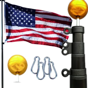 Service First Black 20FT Heavy Duty Telescoping Freedom Edition Flagpole Kit