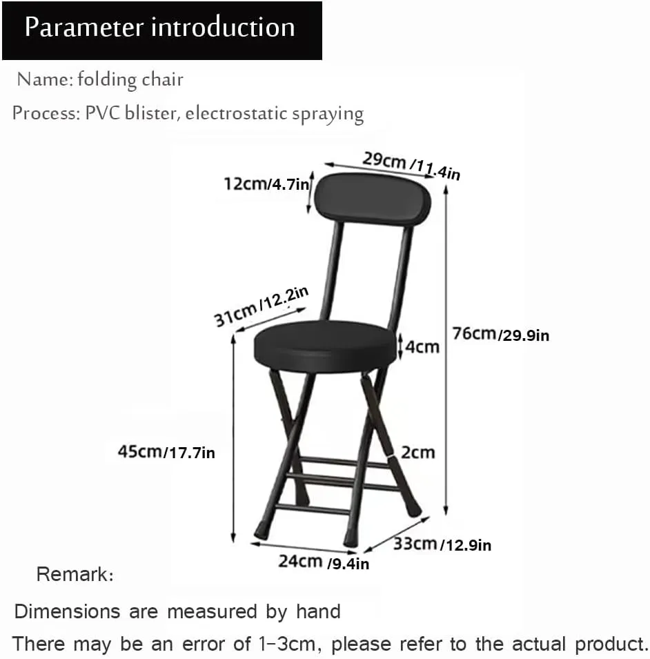 Set of 2 Portable Folding Round Stool,Cushioned Padded Folding Bar Stool,for Outdoor Indoor Fishing Hiking Gardening Travel（Sitting Height:17.7in）,Brown-Seat Height 45cm 2 Piece