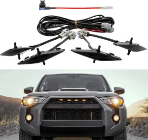 SEVEN SPARTA 4 PCS Grill Led Lights Compatible with Toyota 4Runner 2014-2024 TRD Pro Grille and 2014-2019 SR5, Premium, Limited, TRD Off-Road, Fuse and Instruction Included (Smoke Shell/Amber Light)