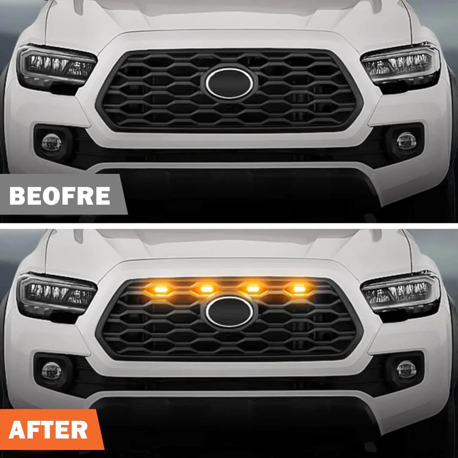 Seven Sparta Upgraded 4 PCS Grill Lights Compatible with 2020-2023 Toyota Tacoma Off Road & Sport OEM Grille Aftermarket Grille Light with Two Fuse Adaptors