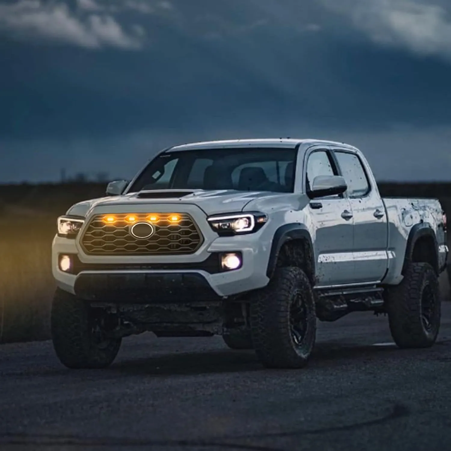 Seven Sparta Upgraded 4 PCS Grill Lights Compatible with 2020-2023 Toyota Tacoma Off Road & Sport OEM Grille Aftermarket Grille Light with Two Fuse Adaptors