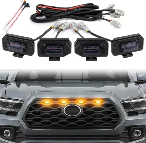 Seven Sparta Upgraded 4 PCS Grill Lights Compatible with 2020-2023 Toyota Tacoma Off Road & Sport OEM Grille Aftermarket Grille Light with Two Fuse Adaptors