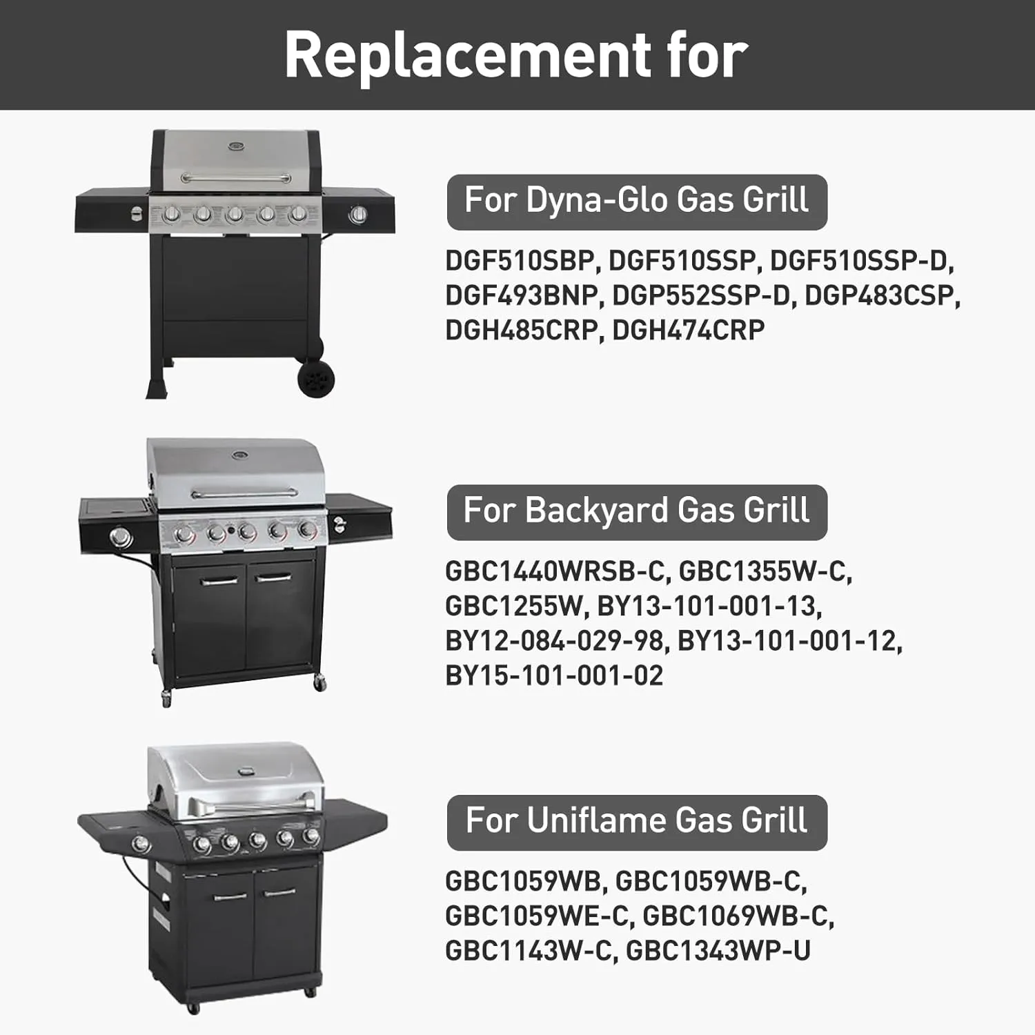 SHINESTAR Grill Heat Plates Replacement Parts for Dyna-Glo, Backyard & Uniflame Grill, DGF510SBP, DGF493BNP, BY15-101-001-02, BY13-101-001-13, Porcelain Steel, 15" x 3-13/16", 4-Pack