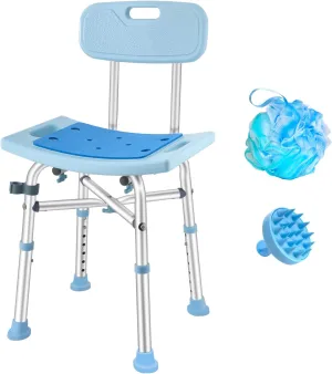 Shower Chair for Inside Shower - 450lb, Shower Stools with Back for Elderly Seniors, Shower Benches for Adults, Bath Chair Shower Benches for The Disabled,Shower Seats, Blue Tub Chair